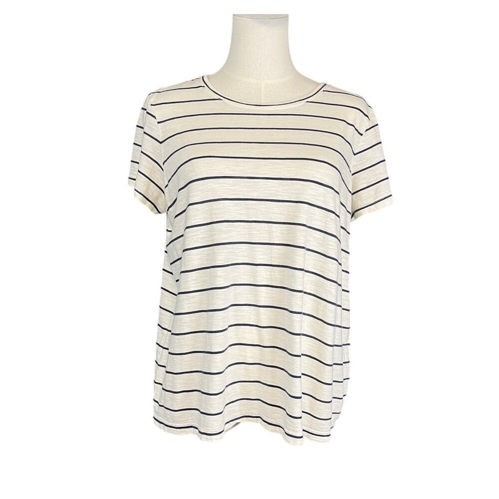 Marine Layer Striped Tee Medium Soft Cotton Modal White Navy Casual Top